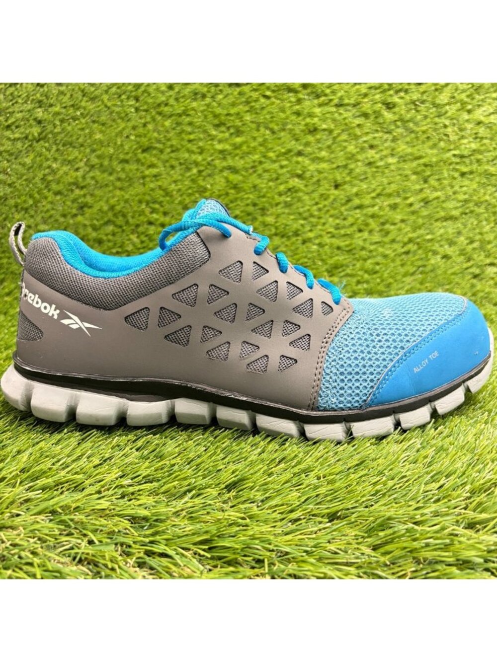 Reebok Sublite Cushion Mens Size 9.5 4E Blue Gray Alloy Toe Safety Work Shoes